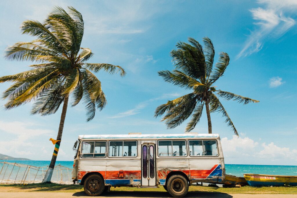 Bus on Jamaica Beach